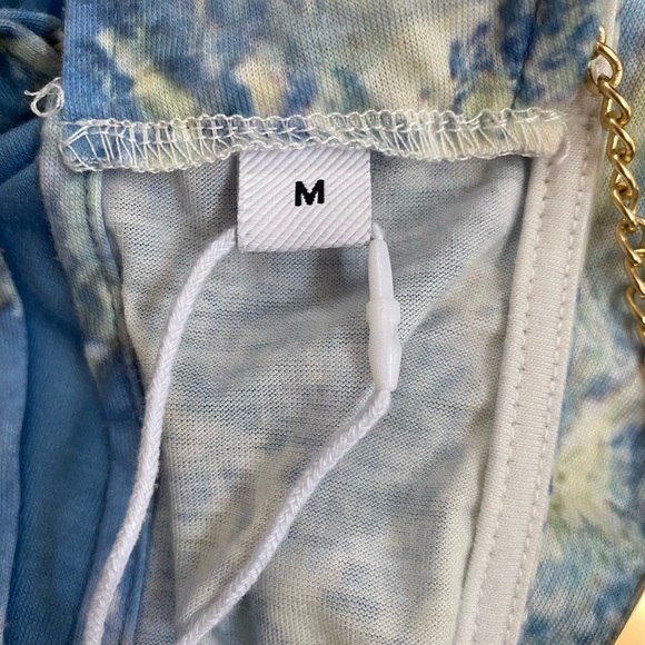 Gorgeous blue and gold racer back sundress with gold collar. - Picture 6 of 9